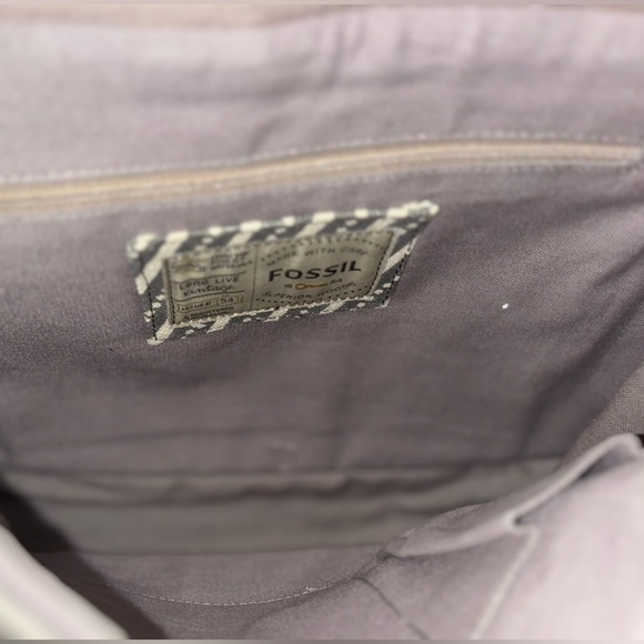 Fossil Canvas Flap closure bag with Leather Trim - Picture 8 of 9